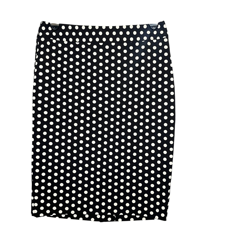 Loft Polka‎ Dot Pencil Skirt Womens 2 Black White Retro Pinup Rockabilly Office
